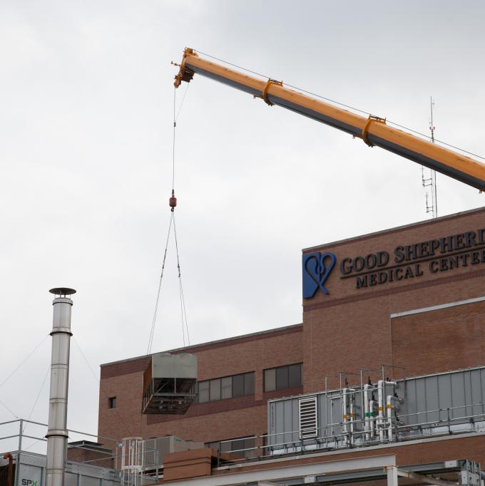 Replacing an old HVAC system at Good Shepherd Medical Center in Longview, TX.